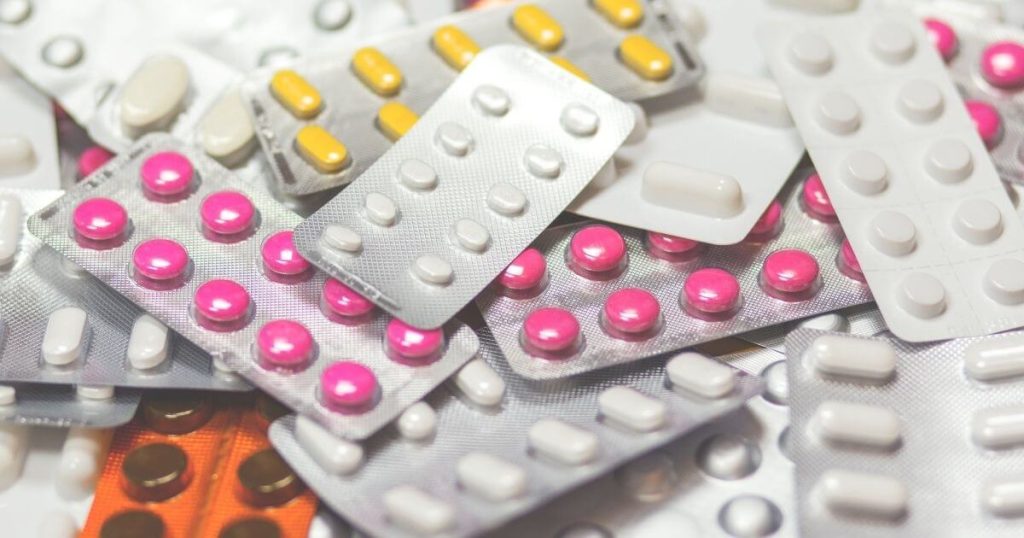 Blister packs of various medications and tablets
